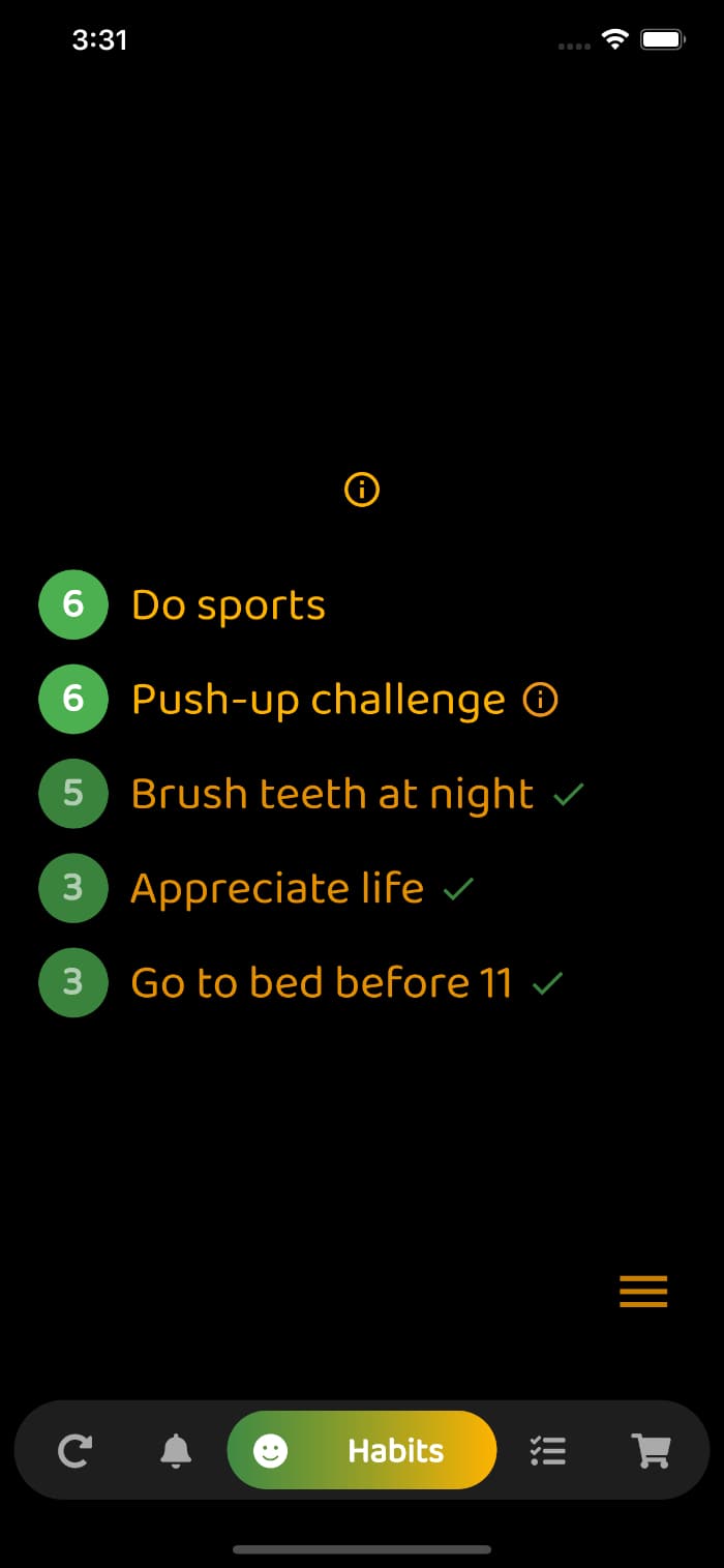 Remember app interface, screen 4