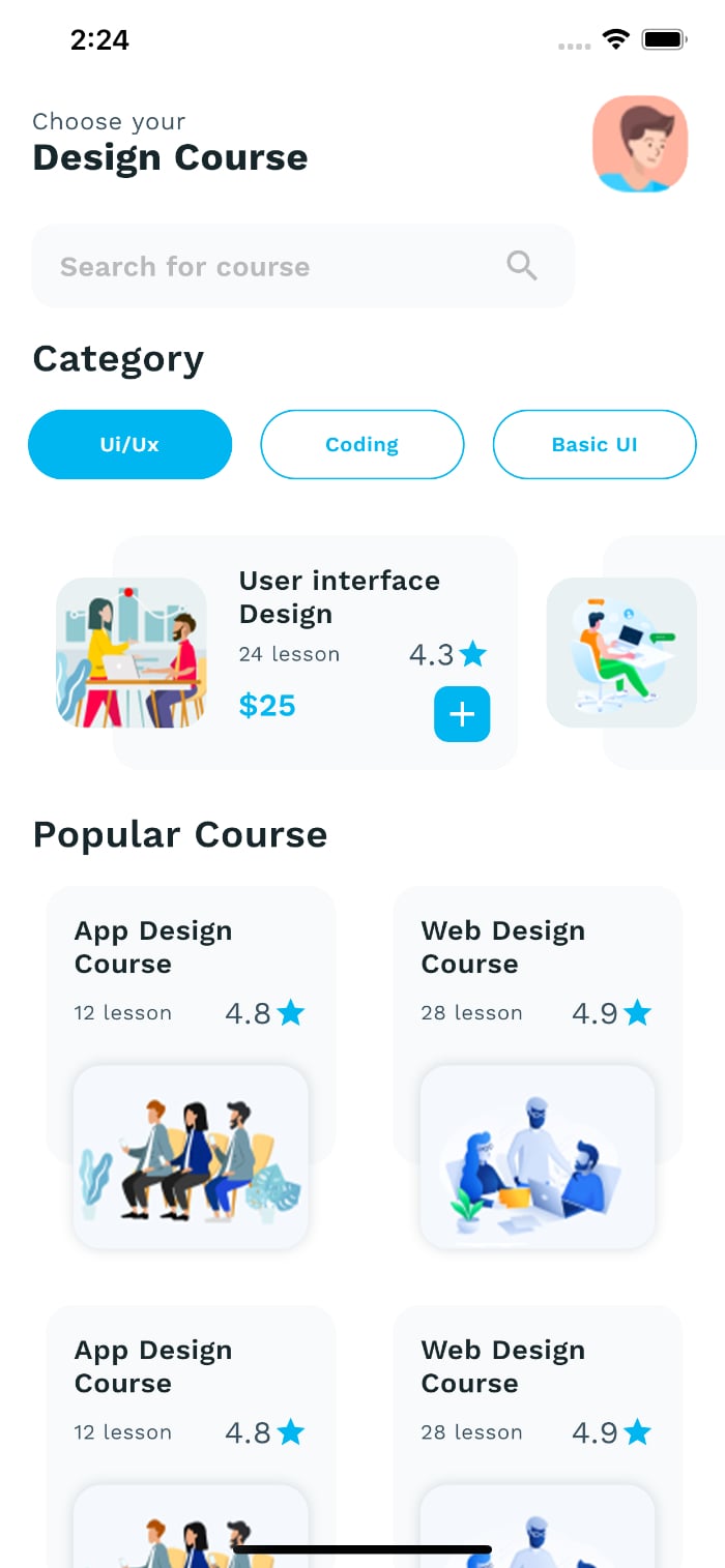 UI Templates app interface, screen 4